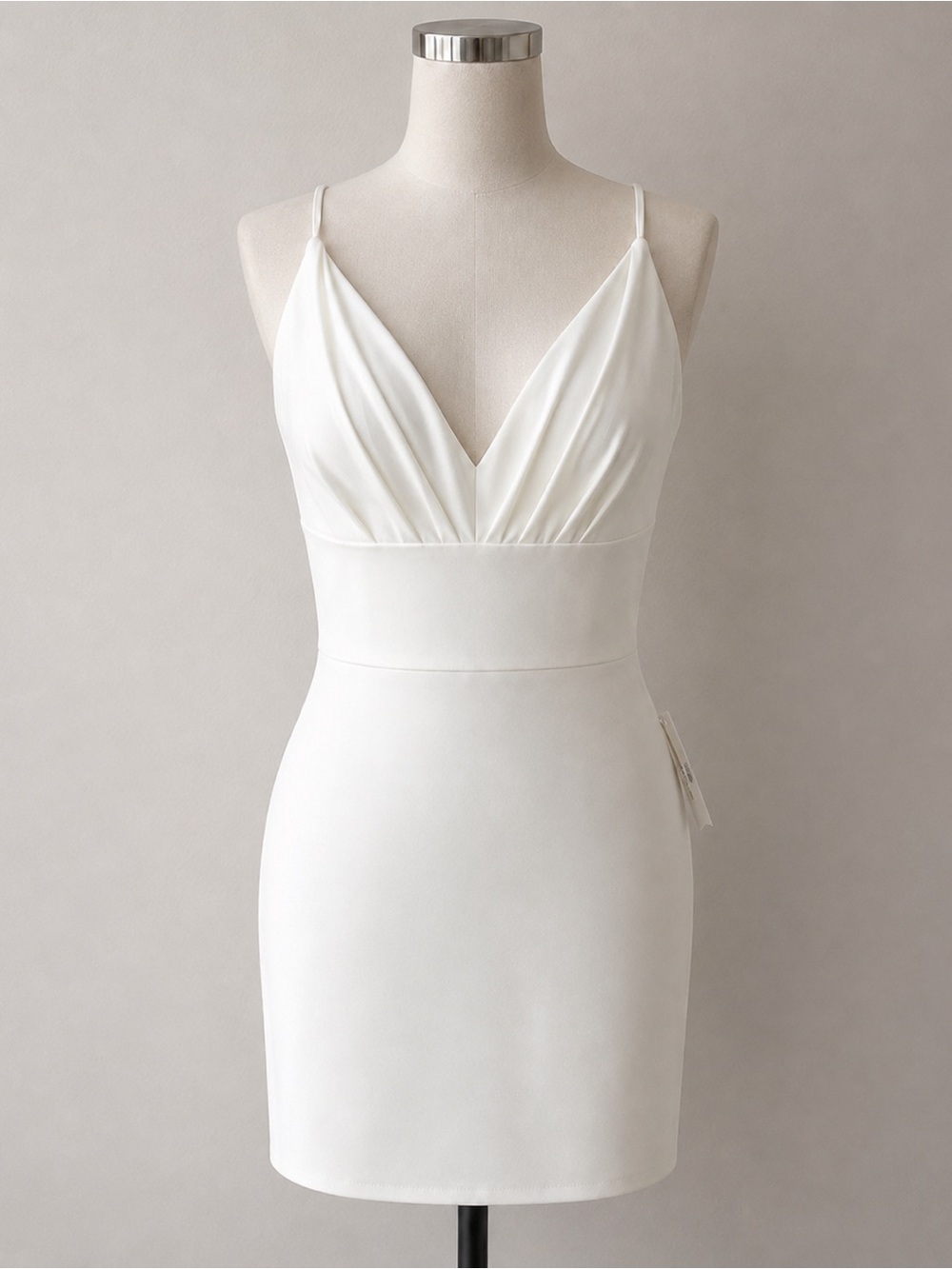 B. Darlin Little White Dress NWT Ivory V-Neck Midi Sheath Juniors 15/16 Lined